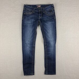 Express RERock Jeans Womens 2‎ Blue Skinny Medium Wash Denim HEMMED